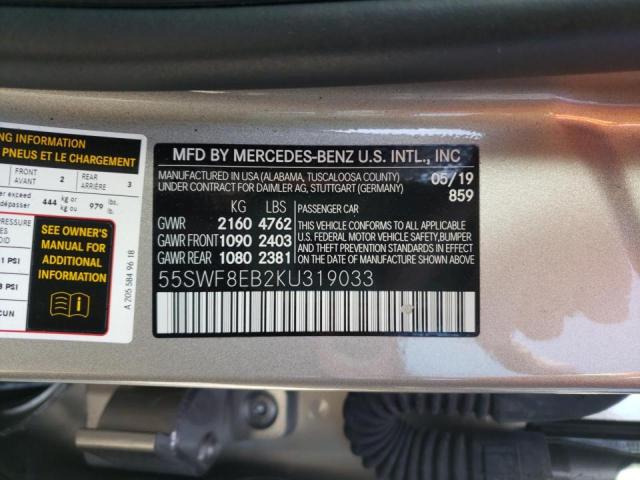 55SWF8EB2KU319033 - 2019 MERCEDES-BENZ C300 300 4MATIC SILVER photo 12