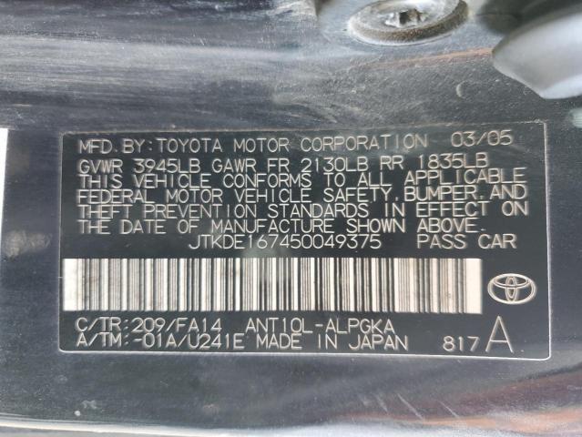 JTKDE167450049375 - 2005 TOYOTA SCION TC 黑色 照片 12