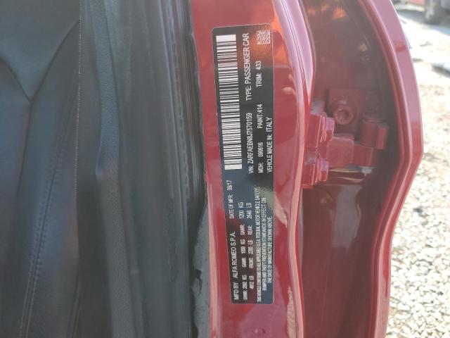 ZARFAEBN8J7570159 - 2018 ALFA ROMEO GIULIA أحمر صورة 13