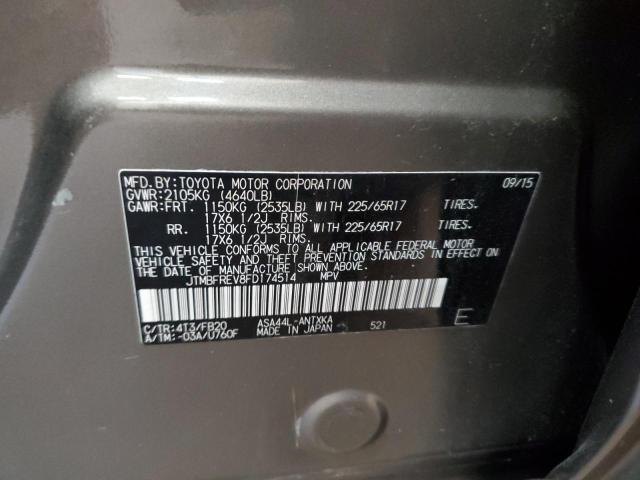 JTMBFREV8FD174514 - 2015 TOYOTA RAV4 LE BROWN photo 13