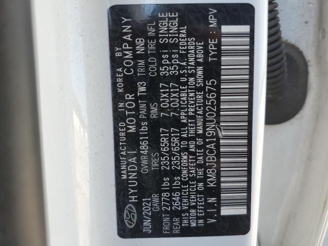 KM8JBCA19NU025675 - 2022 HYUNDAI TUCSON BLUE WHITE photo 13