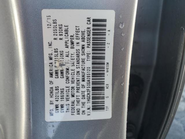 1HGCR2F50GA095120 - 2016 HONDA ACCORD SPORT Күміс фото 12