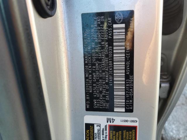 4T4BF3EK5BR110039 - 2011 TOYOTA CAMRY BASE 银色 照片 12