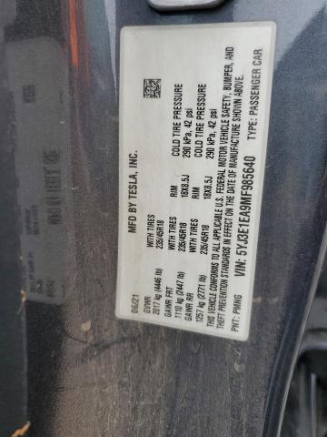 5YJ3E1EA9MF985640 - 2021 TESLA MODEL 3 GRAY photo 13