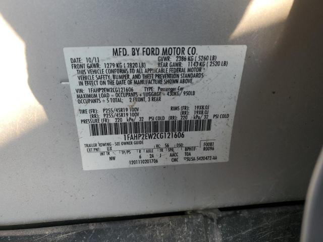 1FAHP2EW2CG121606 - 2012 FORD TAURUS SEL SILVER photo 13