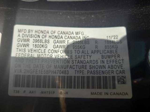 2HGFE1E58PH470483 - 2023 HONDA CIVIC SI 黑色 照片 10