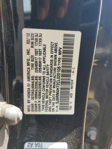 5J6RM4H72CL020106 - 2012 HONDA CR-V EXL შავი ფოტო 13