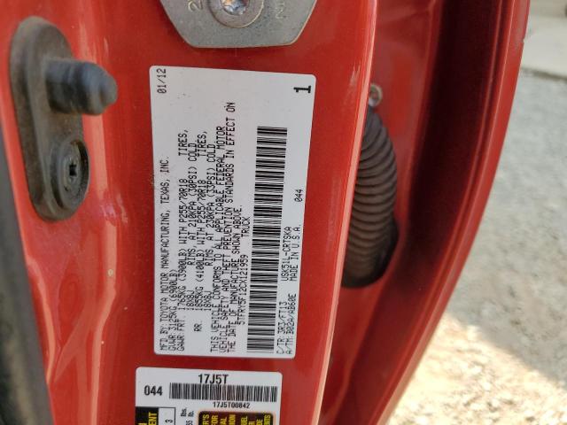 5TFRY5F12CX121959 - 2012 TOYOTA TUNDRA DOUBLE CAB SR5 RED photo 12