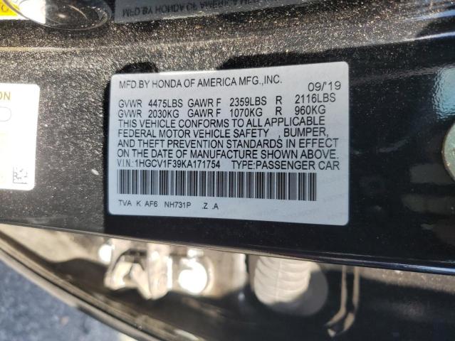 1HGCV1F39KA171754 - 2019 HONDA ACCORD SPORT Графитовый фото 12