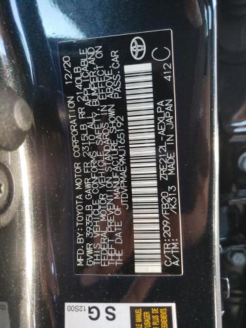 JTDVPMAE9MJ165192 - 2021 TOYOTA COROLLA LE BLACK photo 12