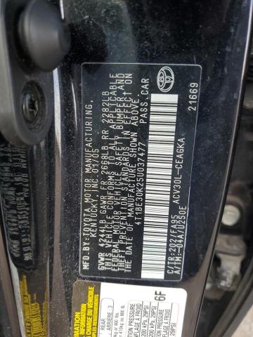 4T1BE30K25U037477 - 2005 TOYOTA CAMRY LE BLACK photo 12
