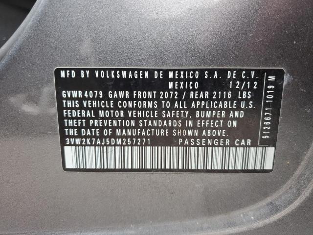 3VW2K7AJ5DM257271 - 2013 VOLKSWAGEN JETTA BASE 灰色 照片 12