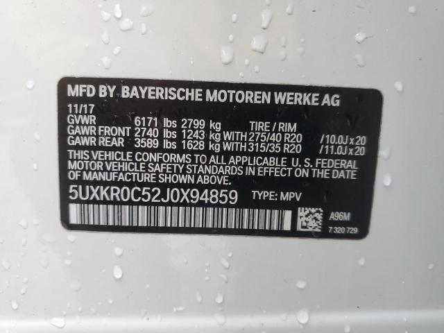 5UXKR0C52J0X94859 - 2018 BMW X5 XDRIVE35I WHITE photo 13