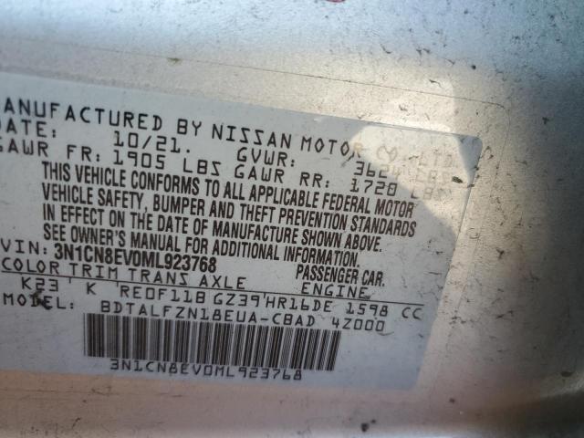 3N1CN8EV0ML923768 - 2021 NISSAN VERSA SV GRAY photo 12