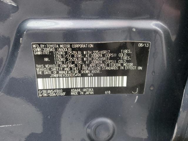 JTMBFREV3DD035498 - 2013 TOYOTA RAV4 LE BLUE photo 13