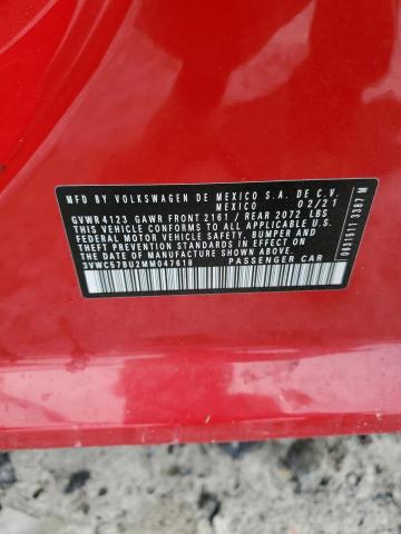 3VWC57BU2MM047618 - 2021 VOLKSWAGEN JETTA S RED photo 12