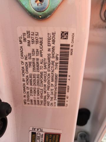2HKRW1H57KH508967 - 2019 HONDA CR-V EX WHITE photo 14