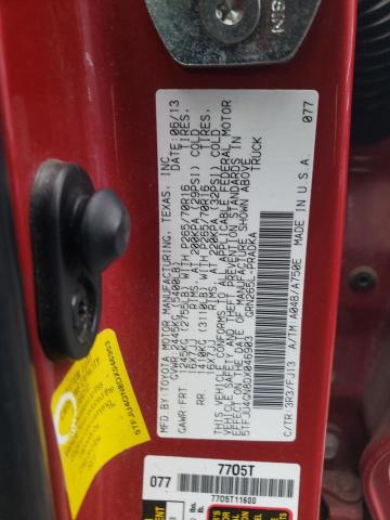 5TFJU4GN8DX046903 - 2013 TOYOTA TACOMA DOUBLE CAB PRERUNNER RED photo 12