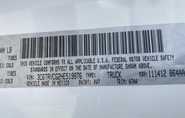 3C6TRVCG2HE519876 - 2017 RAM PROMASTER 2500 HIGH WHITE photo 10