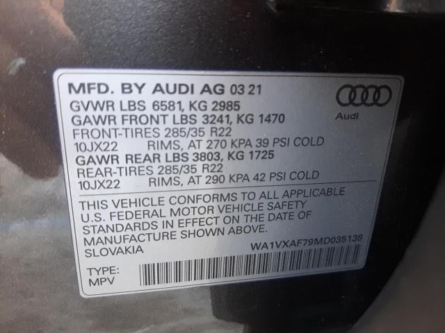 WA1VXAF79MD035138 - 2021 AUDI Q7 PRESTIGE CHARCOAL photo 13