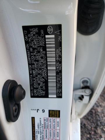 JTDKN3DPXC3010718 - 2012 TOYOTA PRIUS PLUG WHITE photo 13