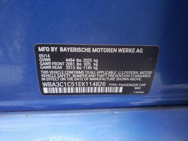 WBA3C1C51EK114826 - 2014 BMW 328 I SULEV BLUE photo 12