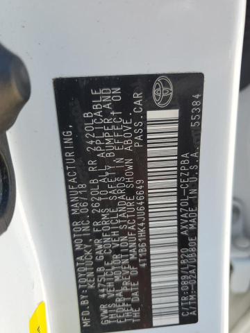 4T1B61HK4JU646649 - 2018 TOYOTA CAMRY XSE WHITE photo 12