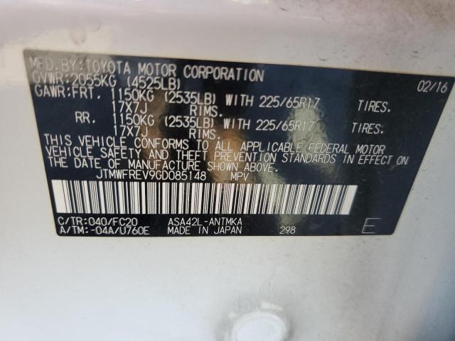 JTMWFREV9GD085148 - 2016 TOYOTA RAV4 XLE WHITE photo 12