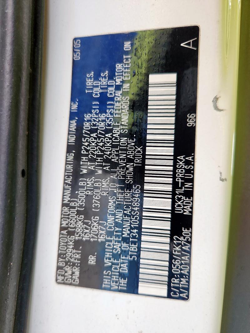 5TBET34105S489465 - 2005 TOYOTA TUNDRA DOUBLE CAB SR5 WHITE photo 12