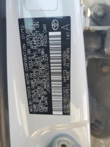 JTDKDTB34C1001429 - 2012 TOYOTA PRIUS C WHITE photo 12