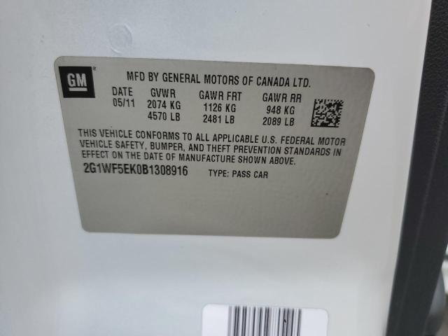 2G1WF5EK0B1308916 - 2011 CHEVROLET IMPALA LS WHITE photo 13