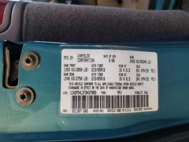 1C4GP54L5TB437089 - 1996 CHRYSLER TOWN & COU TURQUOISE photo 13