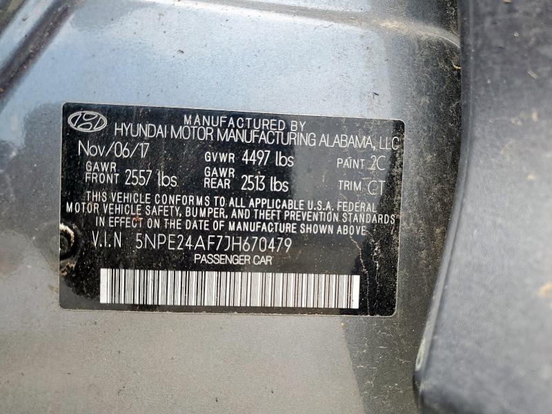 5NPE24AF7JH670479 - 2018 HYUNDAI SONATA SE GRAY photo 12