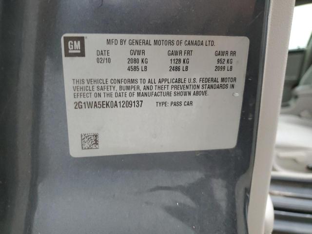 2G1WA5EK0A1209137 - 2010 CHEVROLET IMPALA LS GRAY photo 12