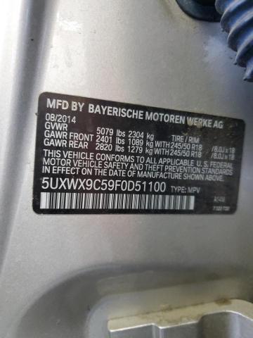 5UXWX9C59F0D51100 - 2015 BMW X3 XDRIVE28I SILVER photo 13