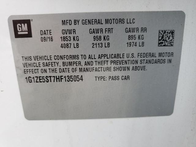 1G1ZE5ST7HF135054 - 2017 CHEVROLET MALIBU LT WHITE photo 12