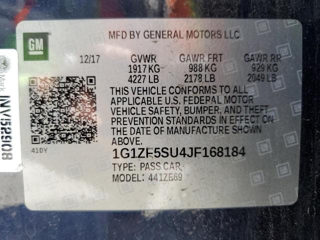 1G1ZF5SU4JF168184 - 2018 CHEVROLET MALIBU HYBRID BLUE photo 12