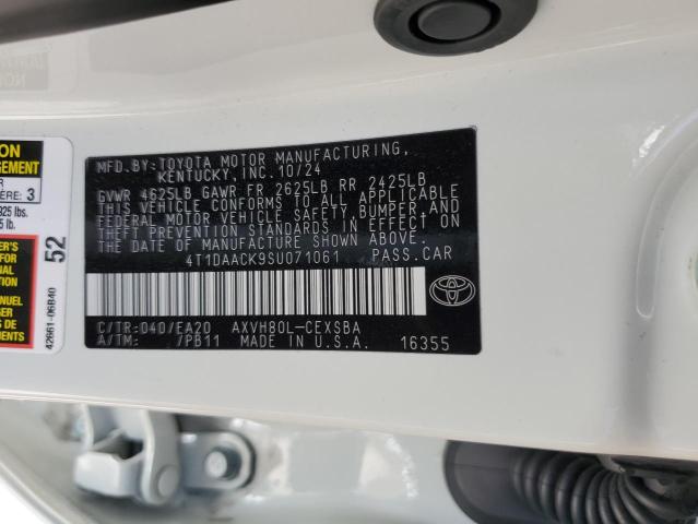 4T1DAACK9SU071061 - 2025 TOYOTA CAMRY XSE WHITE photo 12