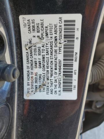 2HGFC1F74JH640397 - 2018 HONDA CIVIC EXL 黑色 照片 12