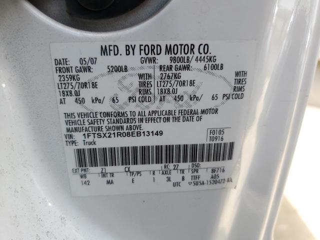 1FTSX21R08EB13149 - 2008 FORD F250 SUPER DUTY WHITE photo 12