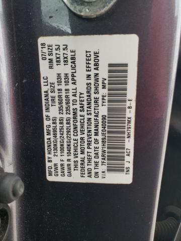 7FARW1H89JE040090 - 2018 HONDA CR-V EXL 灰色 照片 12