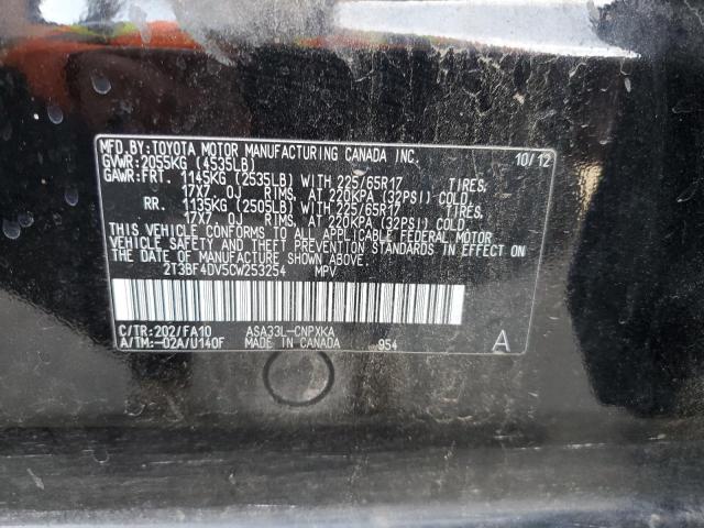 2T3BF4DV5CW253254 - 2012 TOYOTA RAV4 BLACK photo 14