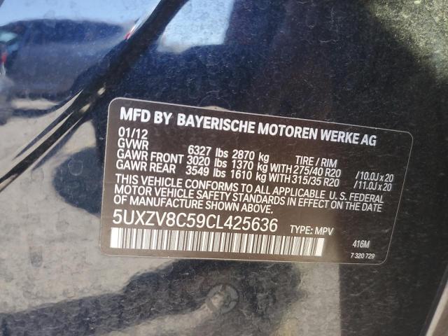 5UXZV8C59CL425636 - 2012 BMW X5 XDRIVE50I BLACK photo 12