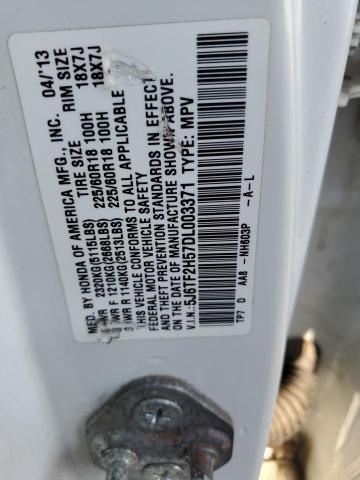 5J6TF2H57DL003371 - 2013 HONDA CROSSTOUR EXL თეთრი ფოტო 12