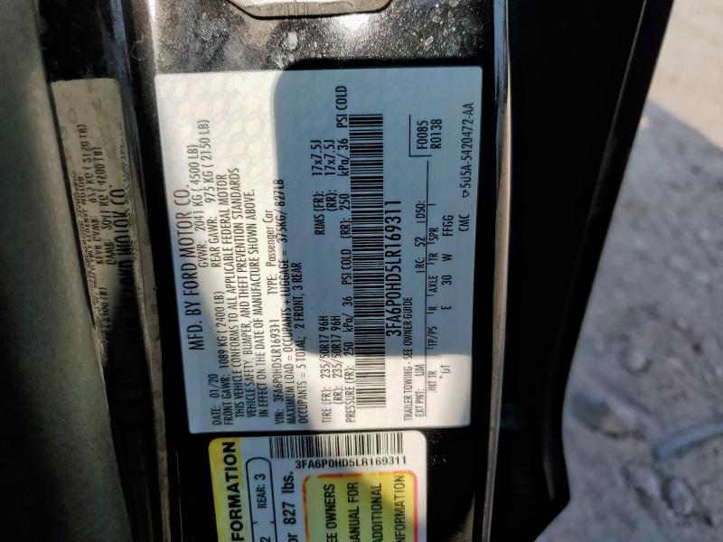 3FA6P0HD5LR169311 - 2020 FORD FUSION SE Qara foto 12