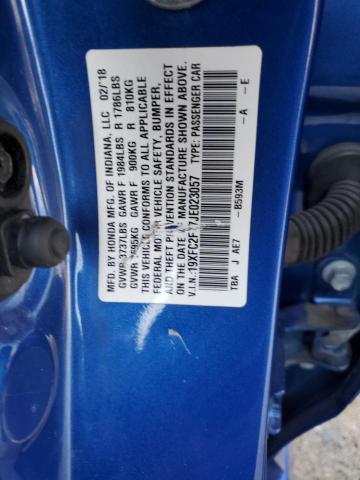 19XFC2F77JE023057 - 2018 HONDA CIVIC EX BLUE photo 12