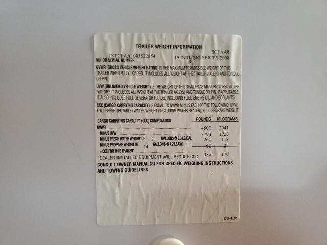 1STCFAA108J522854 - 2008 AIRS CAMPER ვერცხლისფერი ფოტო 10