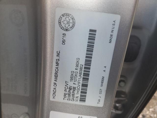 1HGCV1F11JA809802 - 2018 HONDA ACCORD LX Күміс фото 13