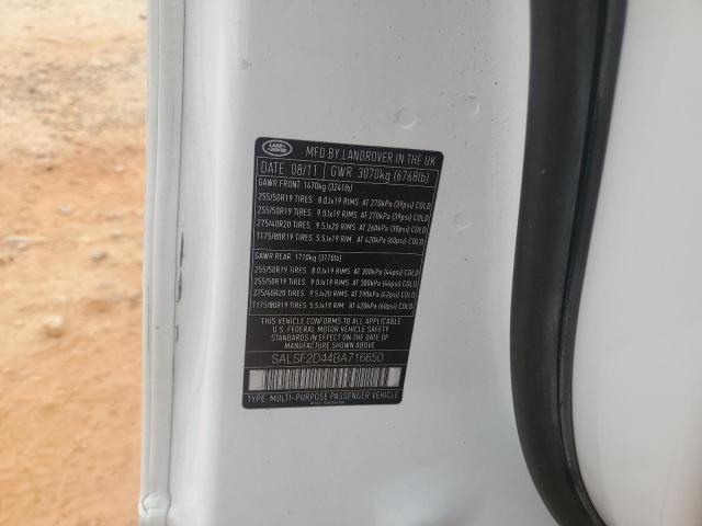 SALSF2D44BA716650 - 2011 LAND ROVER RANGE ROVE HSE WHITE photo 13