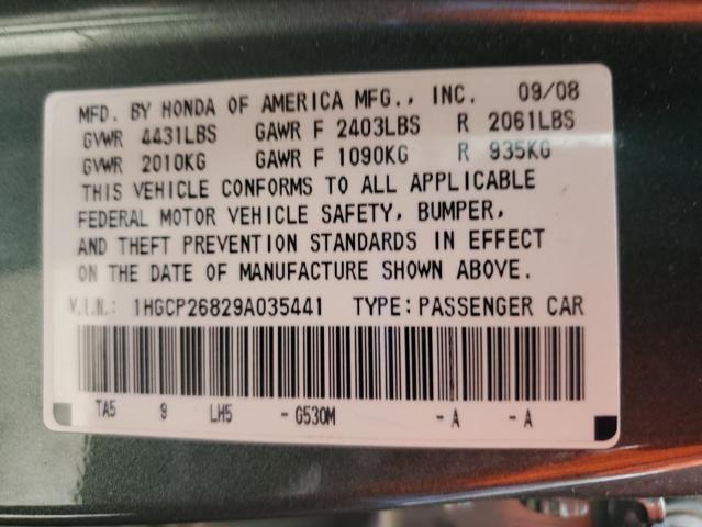 1HGCP26829A035441 - 2009 HONDA ACCORD EXL GREEN photo 13